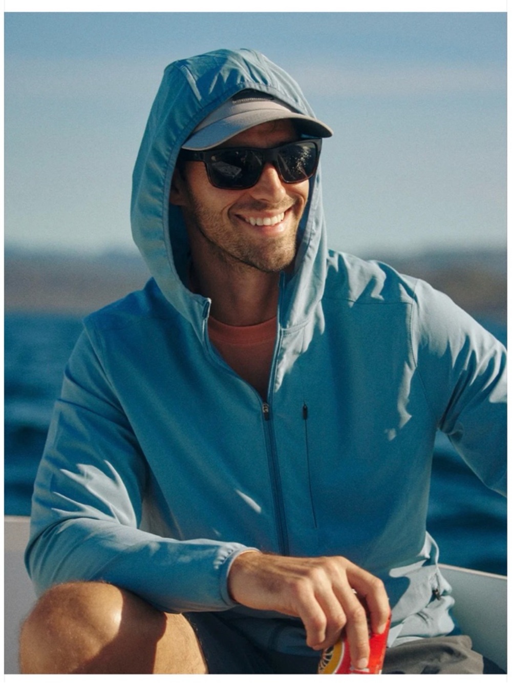 Free Fly Apparel Men's Light Blue Windbreaker Hoodie